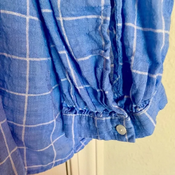 Old Navy Women’s Cotton Shirt Blouse Lightweight Blue White Plaid Medium M - Picture 4 of 7